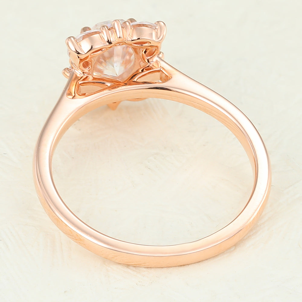 0.84 CT Oval Cluster Lab-Grown Diamond Engagement Ring
