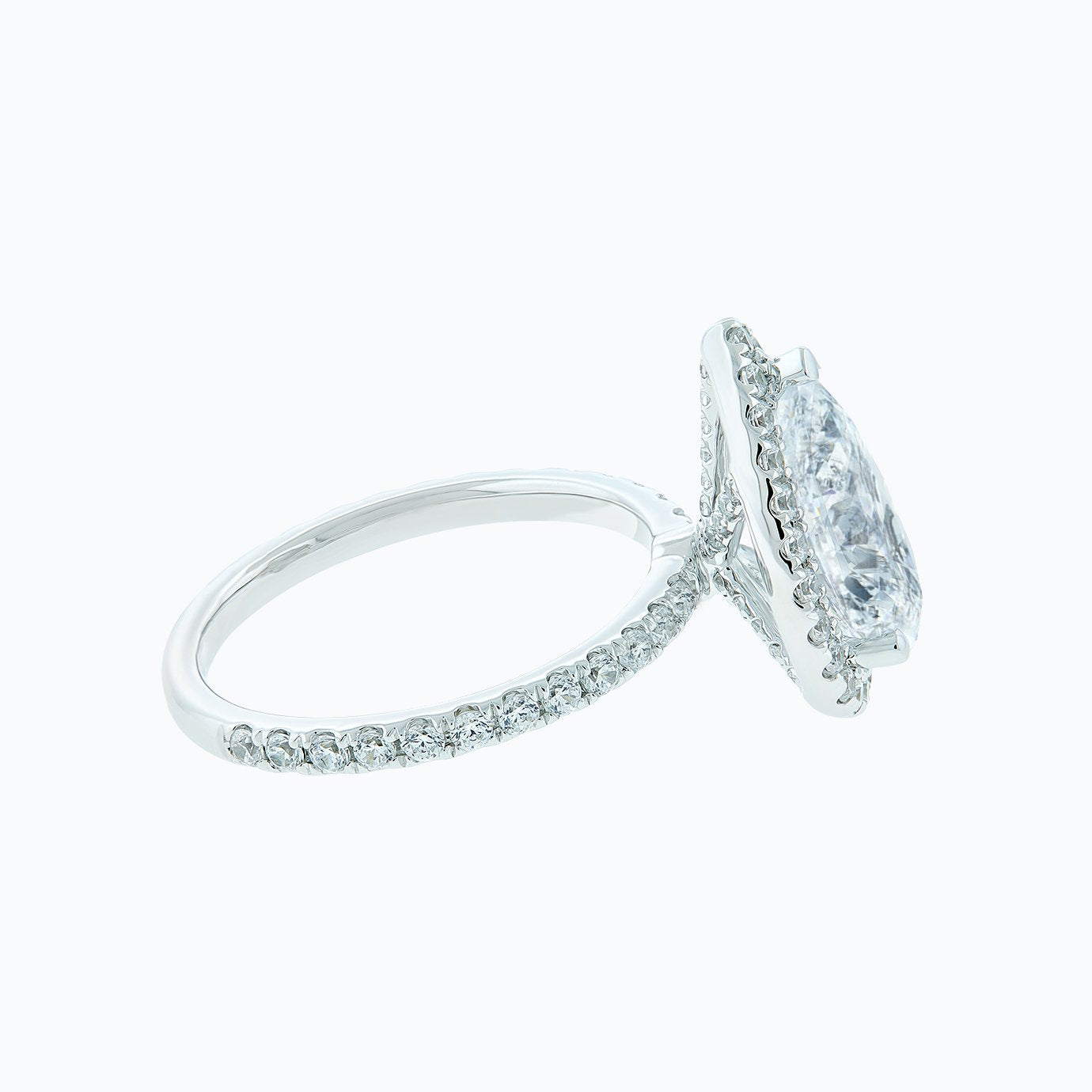 3.0 CT Pear Shaped Moissanite Halo Engagement Ring
