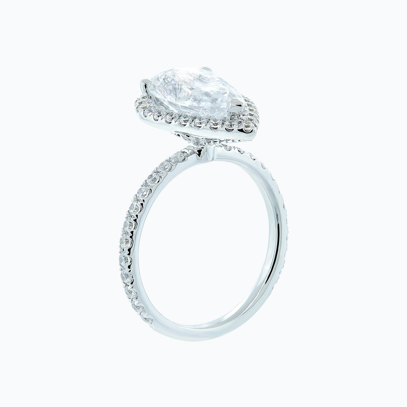 3.0 CT Pear Shaped Moissanite Halo Engagement Ring