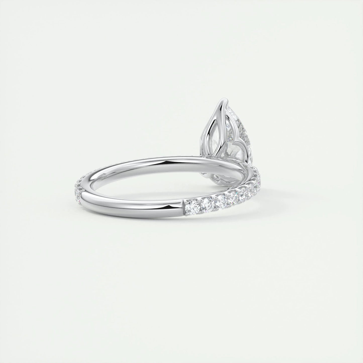 1.93 CT Pear Solitaire Pave Moissanite Engagement Ring