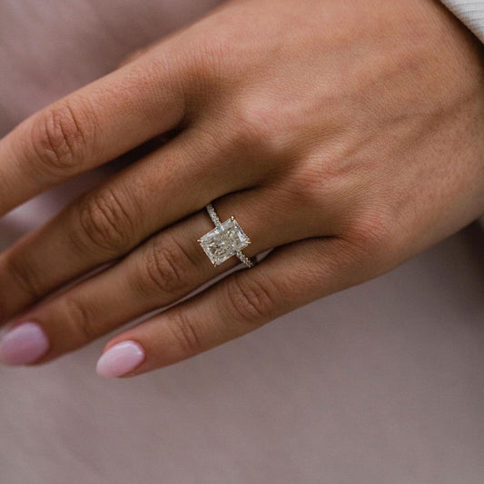 3.55 CT Radiant Pave Lab Grown Diamond Engagement Ring