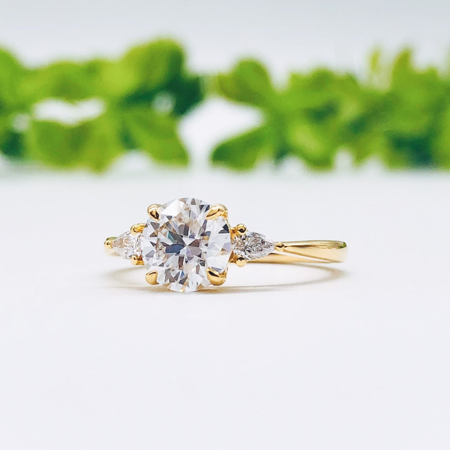 2.65 CT Round Three Stone Moissanite Engagement Ring