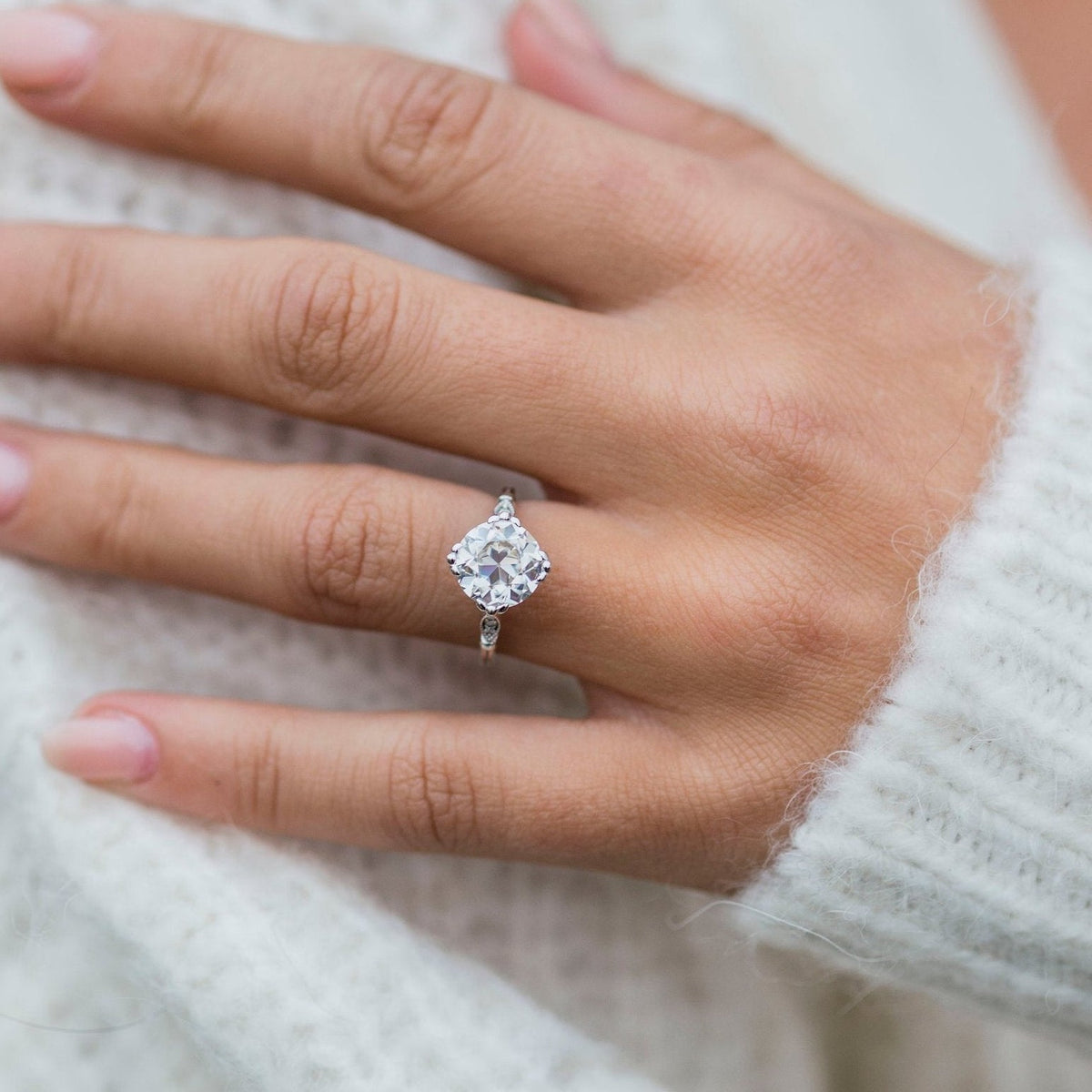 2.5 CT Round Vintage Pave Lab Grown Diamond Engagement Ring