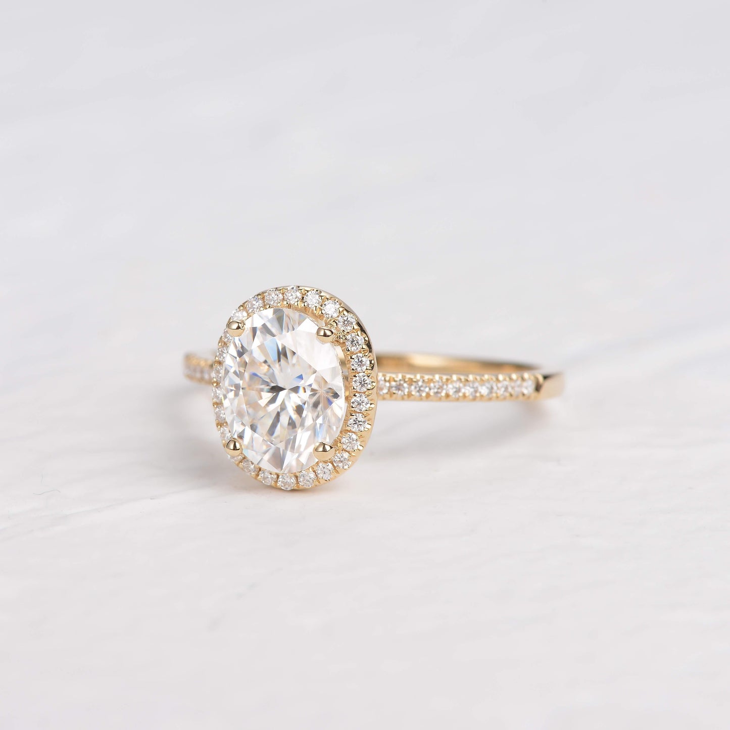 1.91 CT Oval Cut Halo Pave Moissanite Engagement Ring