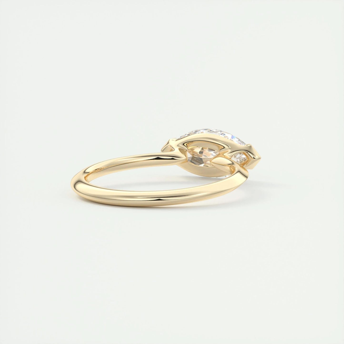 1.98 CT Marquise Half Bezel Solitaire Moissanite Engagement Ring