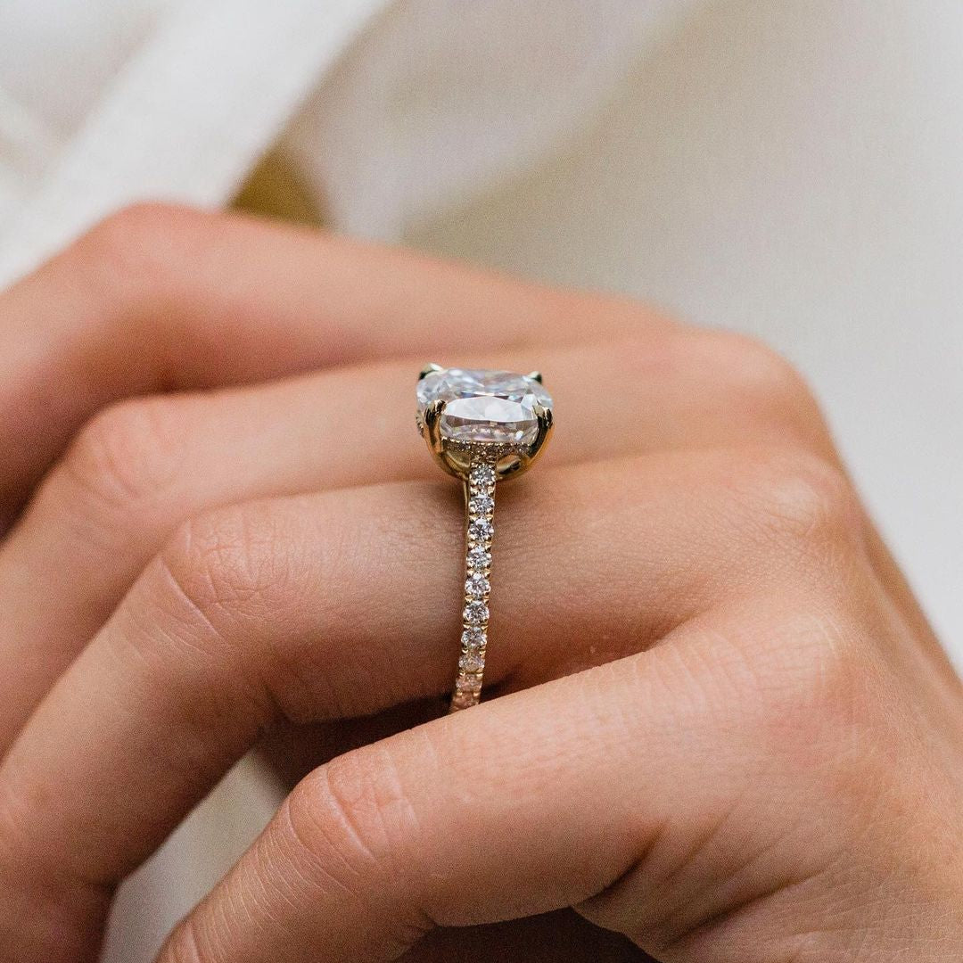 4.65 CT Cushion Pave Lab Grown Diamond Engagement Ring