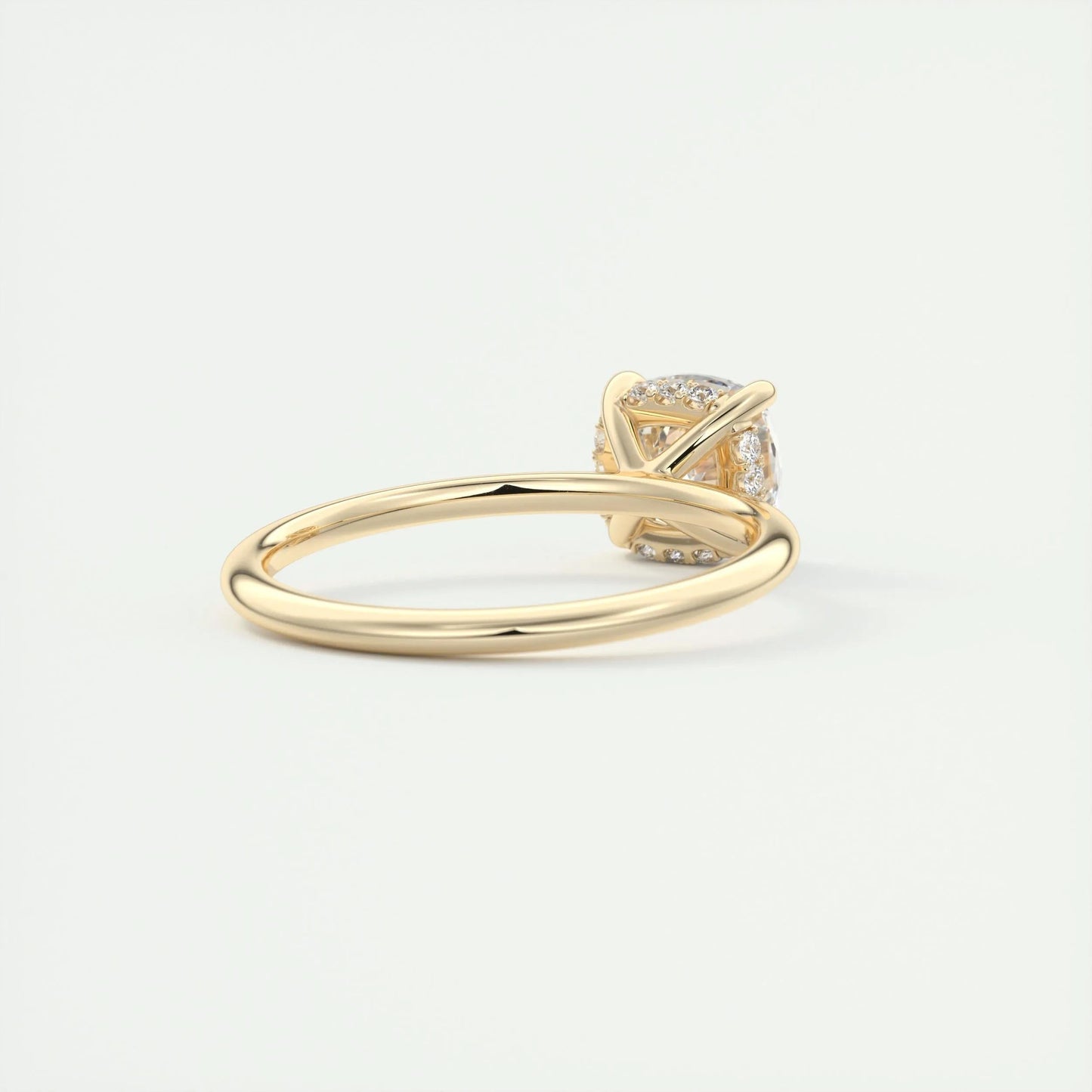 2.15 CT Cushion Solitaire Hidden Halo Moissanite Engagement Ring