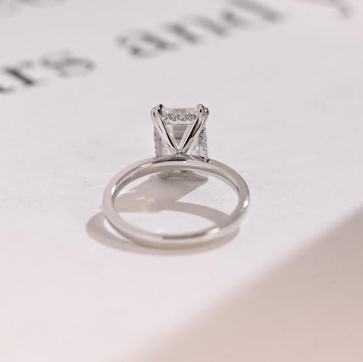 Stunning 1.0 - 2.0 CT Emerald Moissanite Engagement Ring with Hidden Halo Design 3