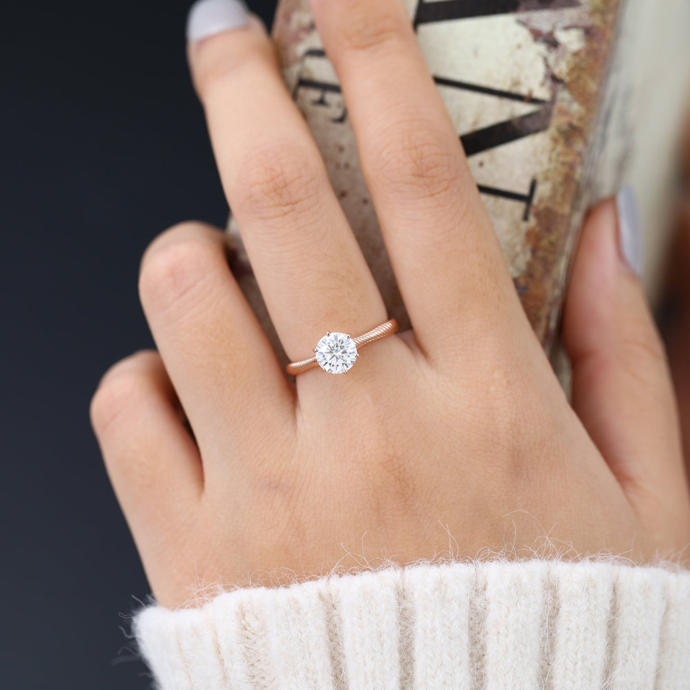 0.88 CT Round Solitaire Lab-Grown Diamond Engagement Ring