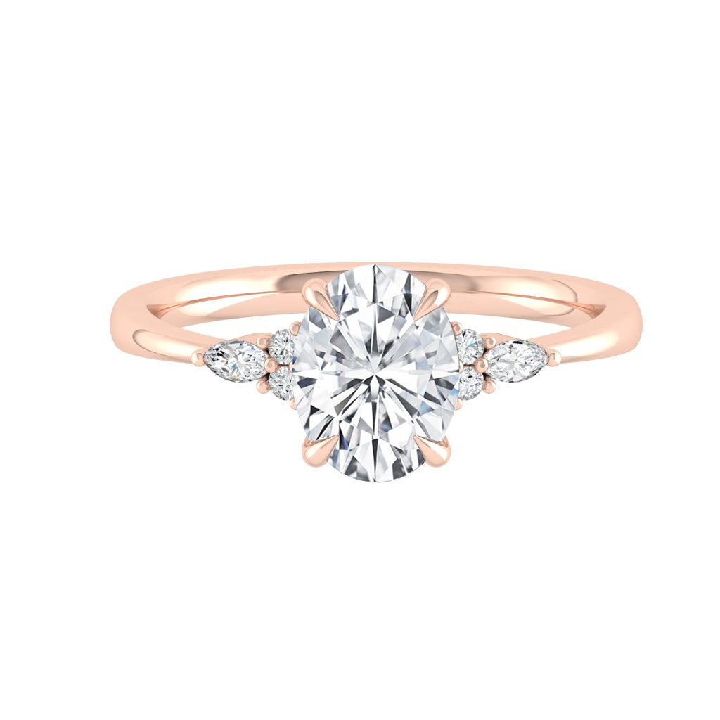 1.91 CT Oval Cut Cluster Moissanite Engagement Ring