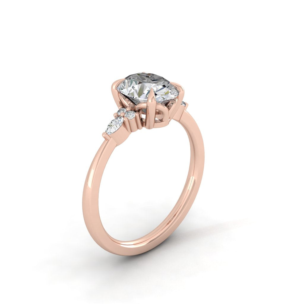 1.91 CT Oval Cut Cluster Moissanite Engagement Ring