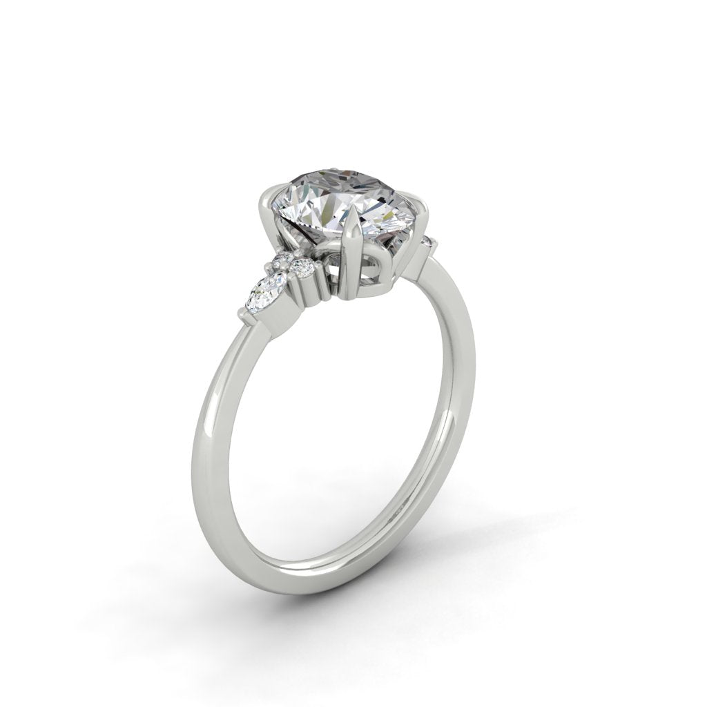 1.91 CT Oval Cut Cluster Moissanite Engagement Ring