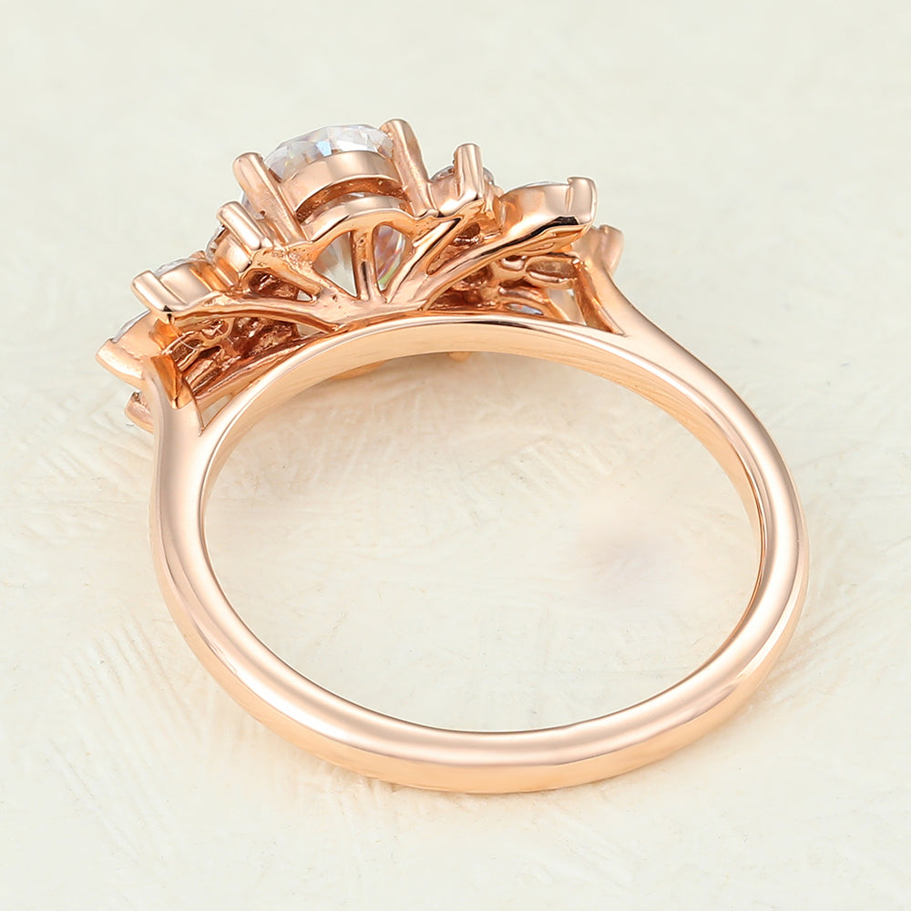 1.33 CT Oval Cluster Lab-Grown Diamond Engagement Ring