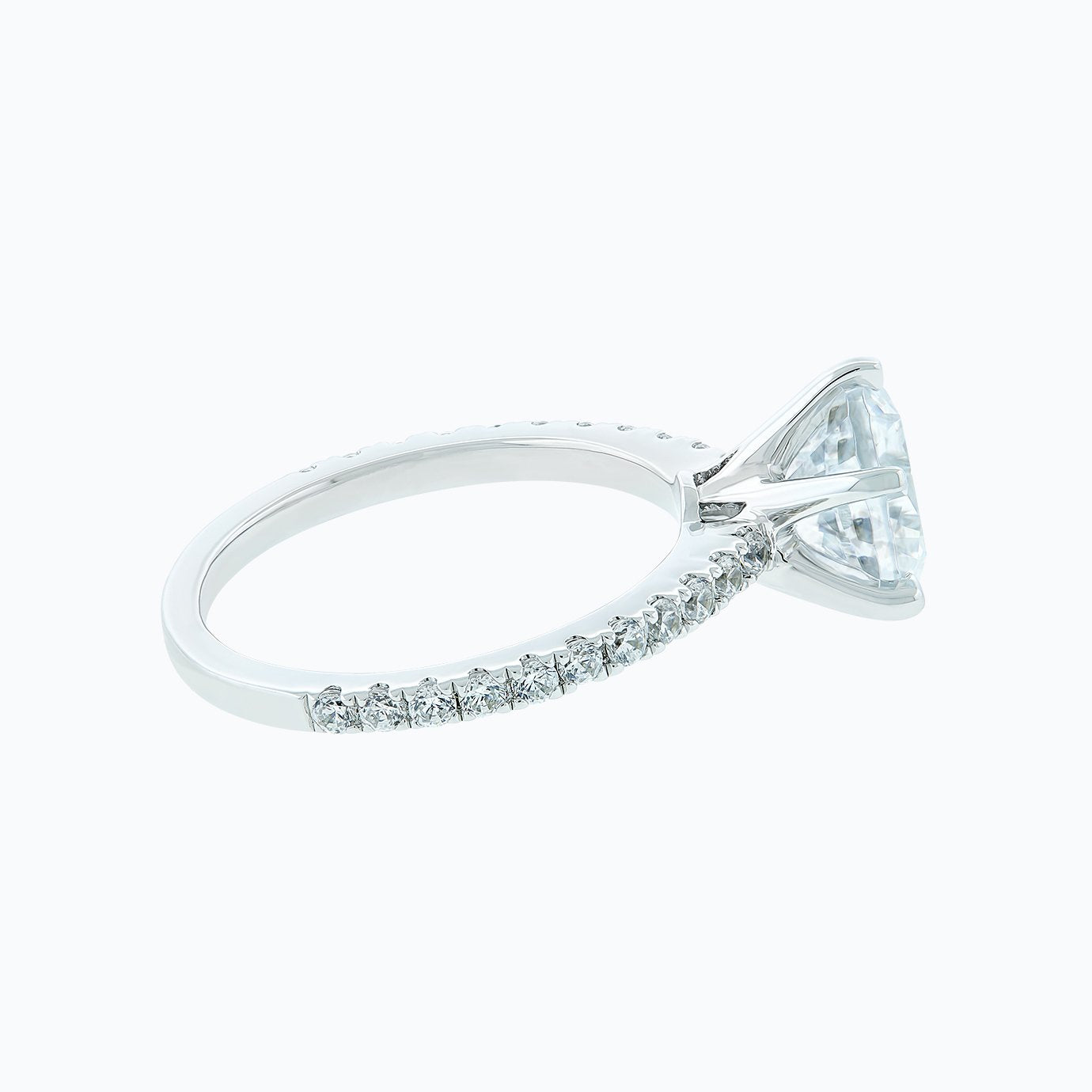 2.0 CT Round Shaped Moissanite Solitaire Pave Setting Engagement Ring