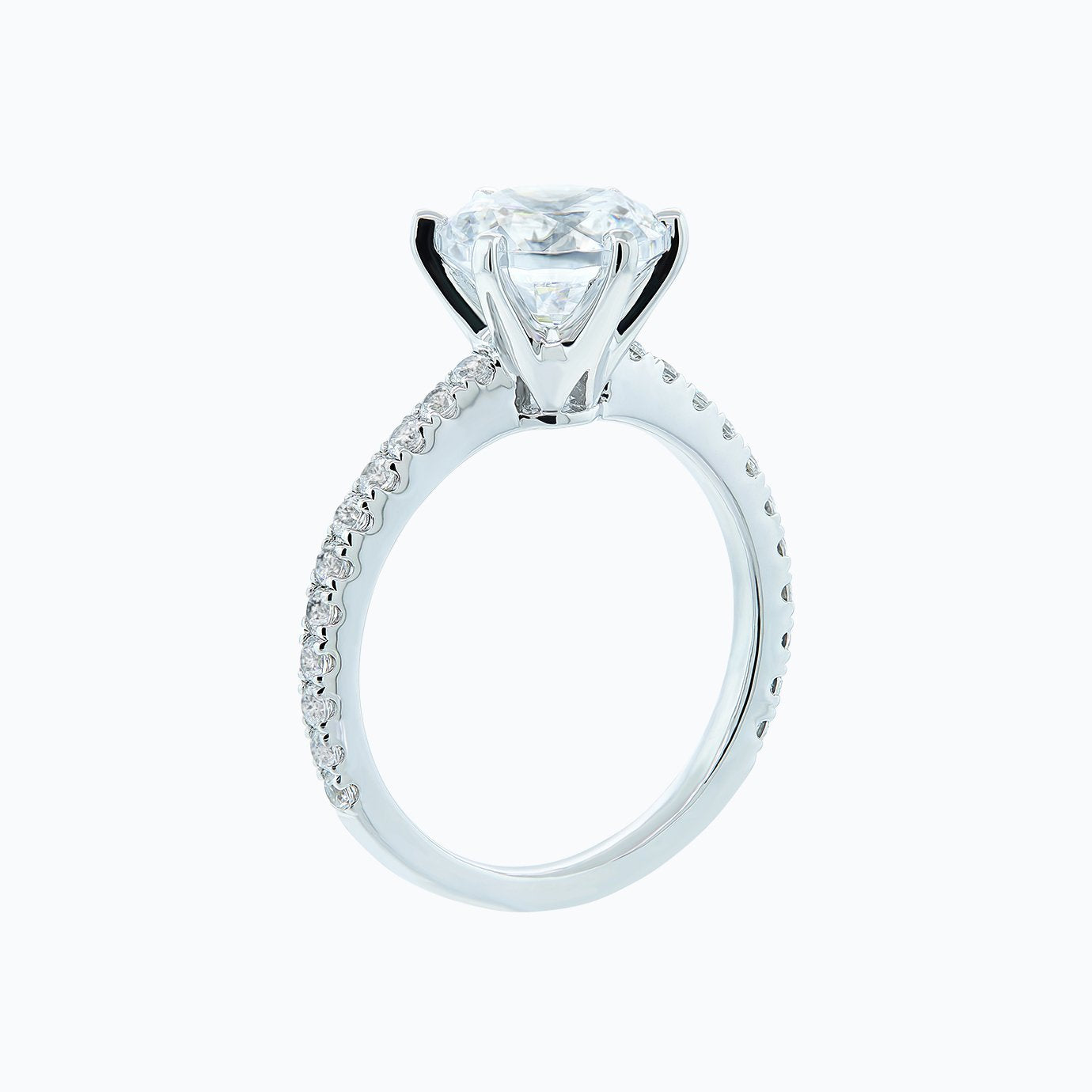 2.0 CT Round Shaped Moissanite Solitaire Pave Setting Engagement Ring