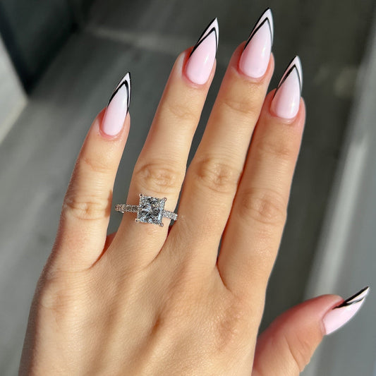 2.0 CT Princess Pave Moissanite Engagement Ring