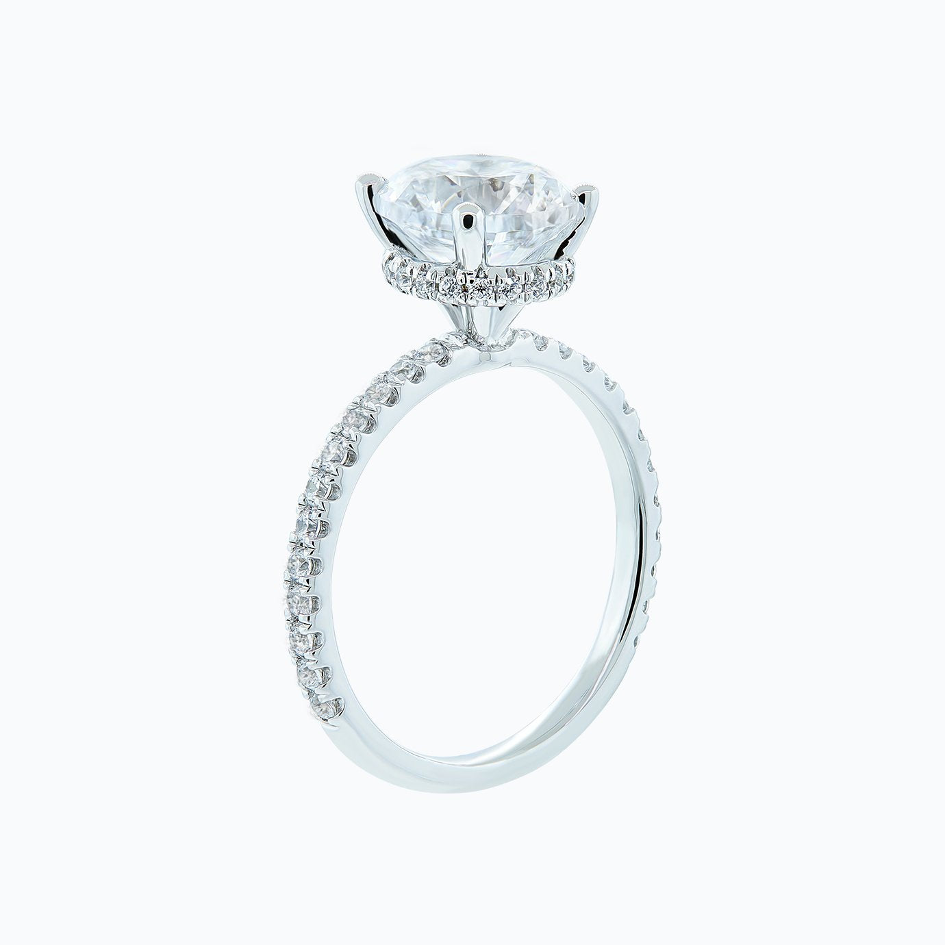 2.0 CT Round Shaped Moissanite Hidden Halo Engagement Ring