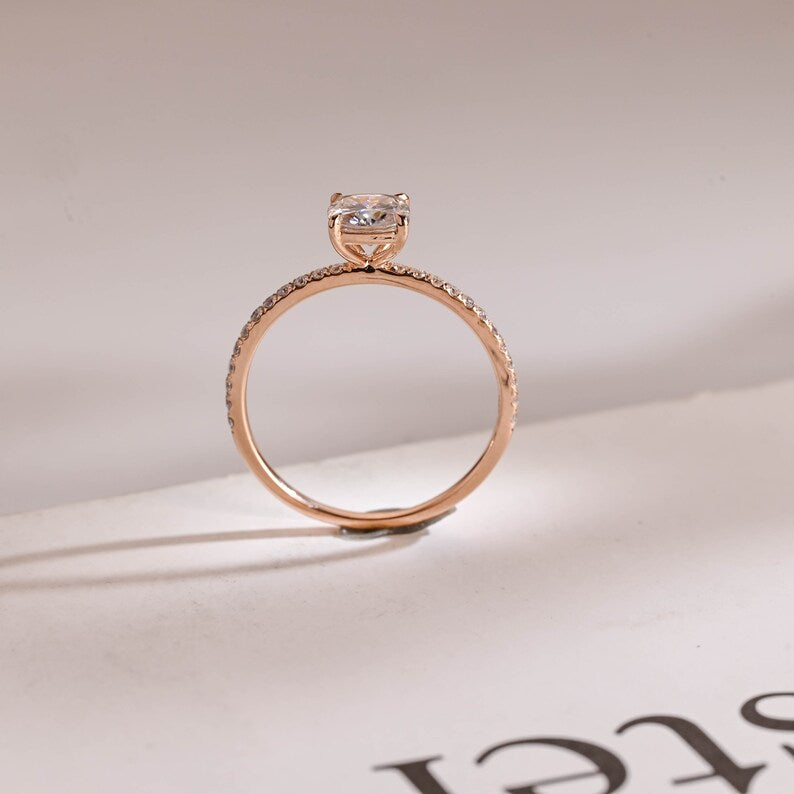 Stunning 1.0 - 2.0 CT Cushion Moissanite Engagement Ring With Pave Design 5