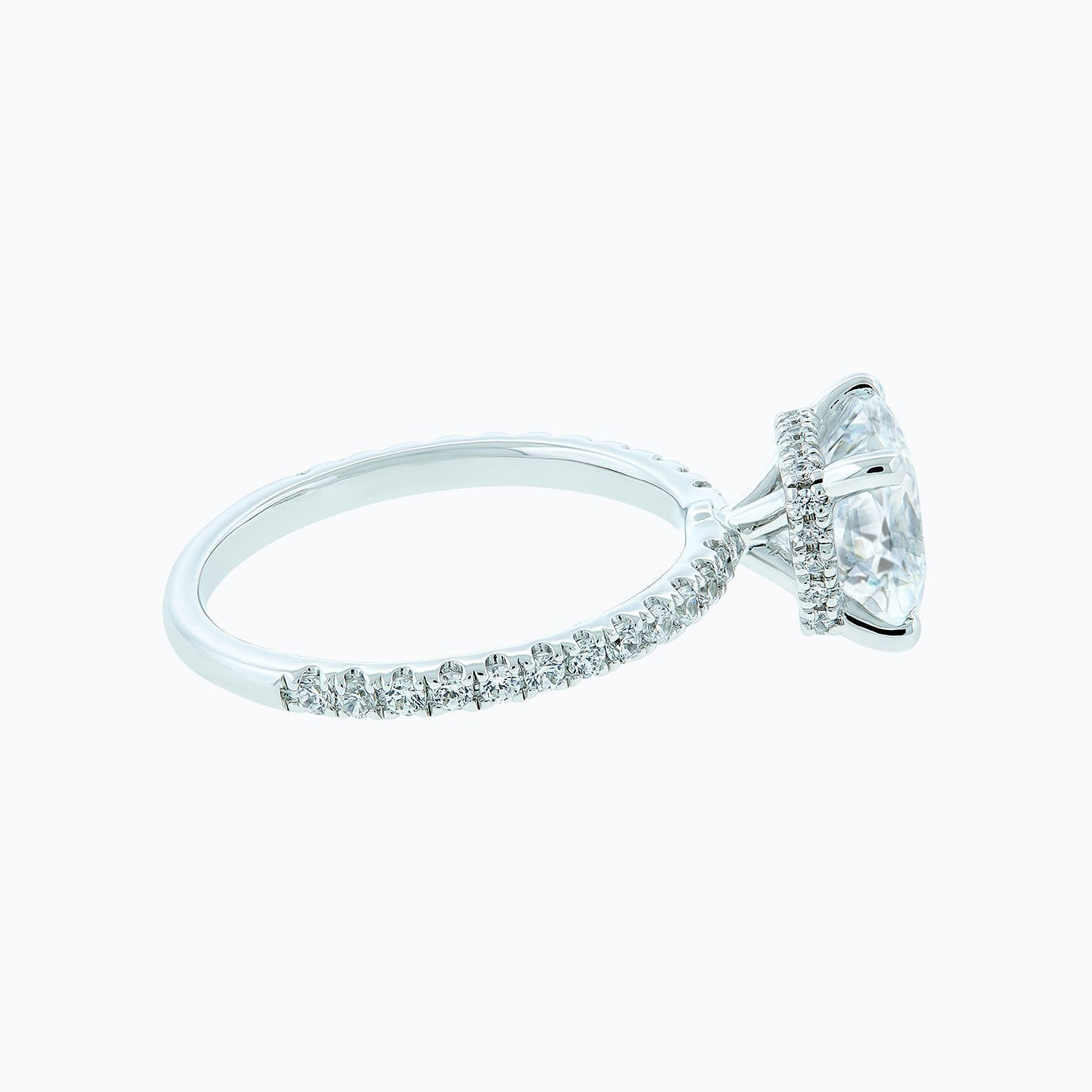 2.0 CT Cushion Shaped Moissanite Hidden Halo Engagement Ring