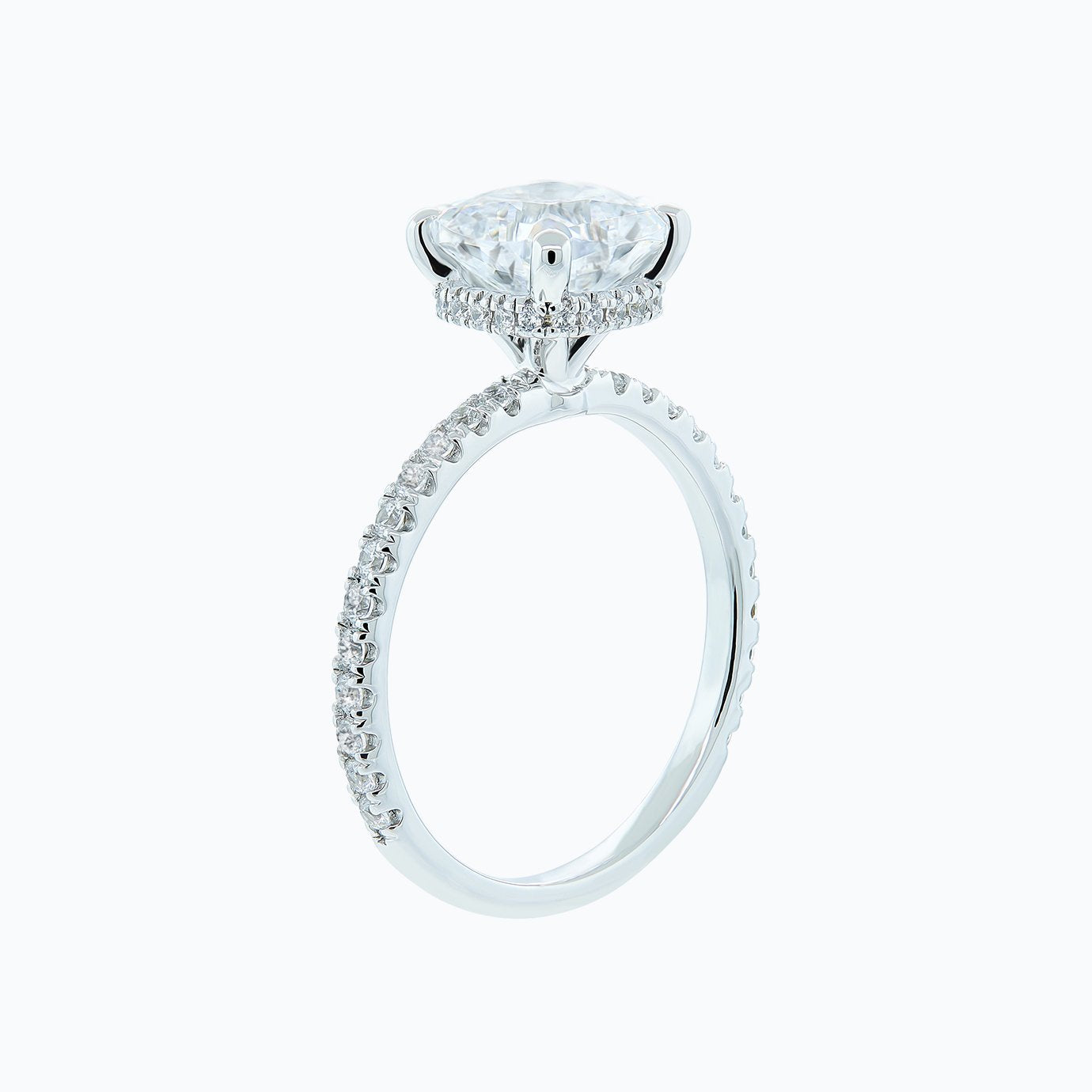 2.0 CT Cushion Shaped Moissanite Hidden Halo Engagement Ring