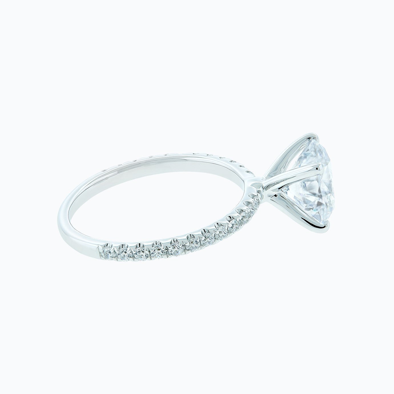 2.0 CT Round Shaped Moissanite Solitaire Pave Setting Engagement Ring