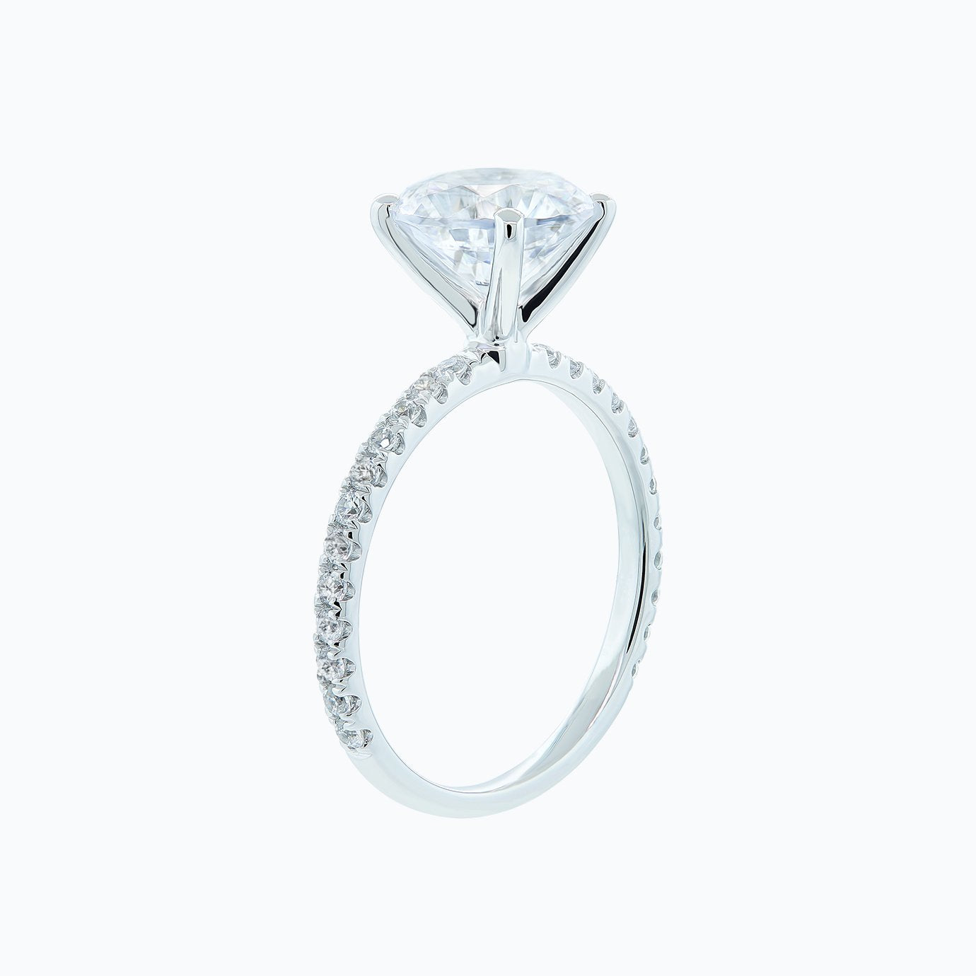 2.0 CT Round Shaped Moissanite Solitaire Pave Setting Engagement Ring