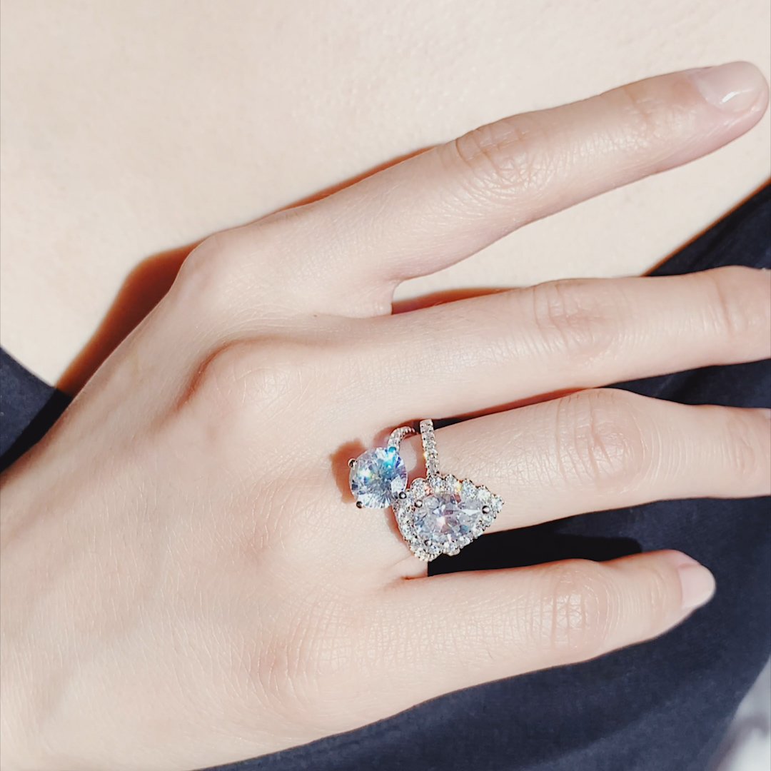 2.0 CT Round Shaped Moissanite Solitaire Pave Setting Engagement Ring