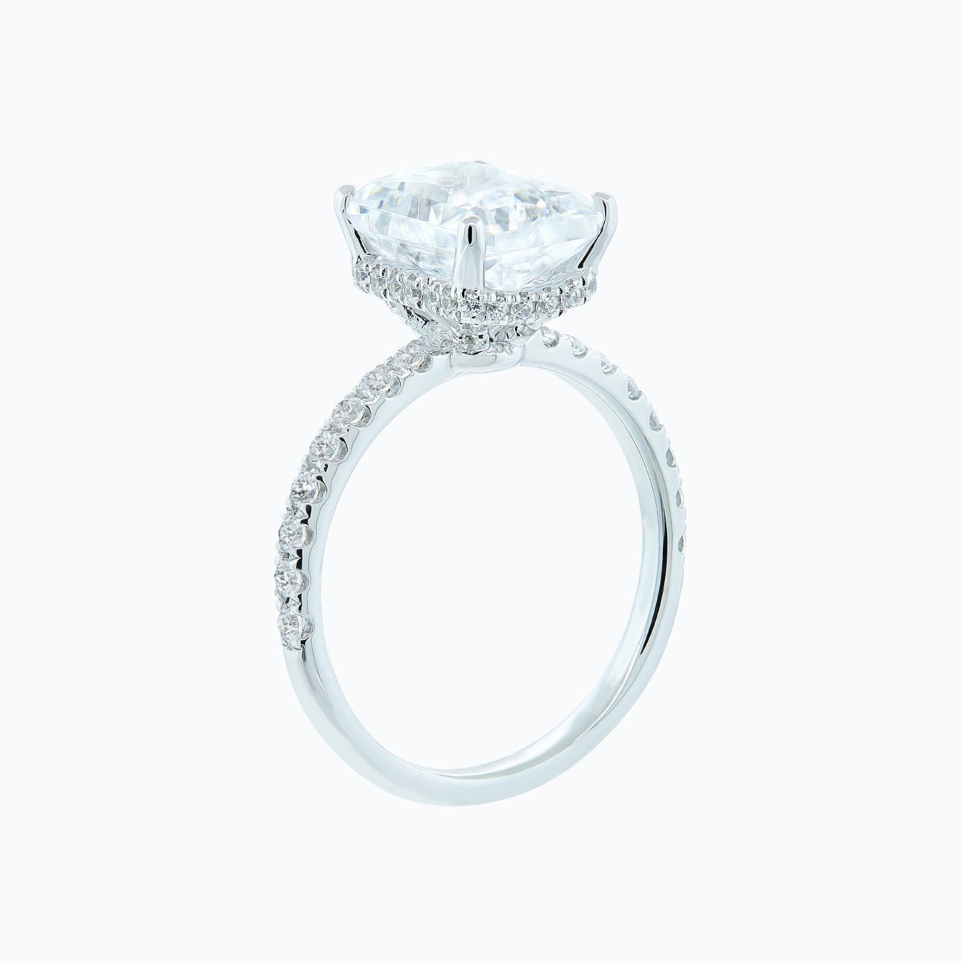 3.0 CT Radiant Shaped Moissanite Solitaire Pave Setting Engagement Ring
