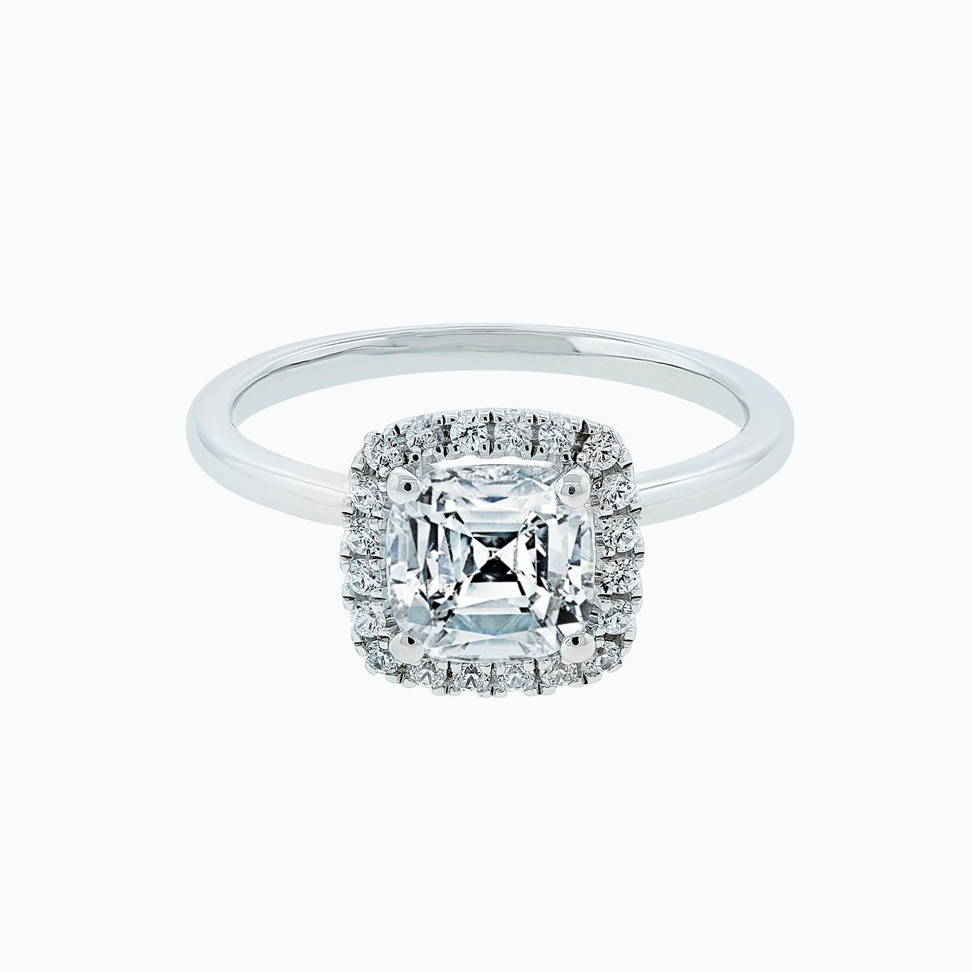 1.50 CT Cushion Shaped Moissanite Halo Engagement Ring