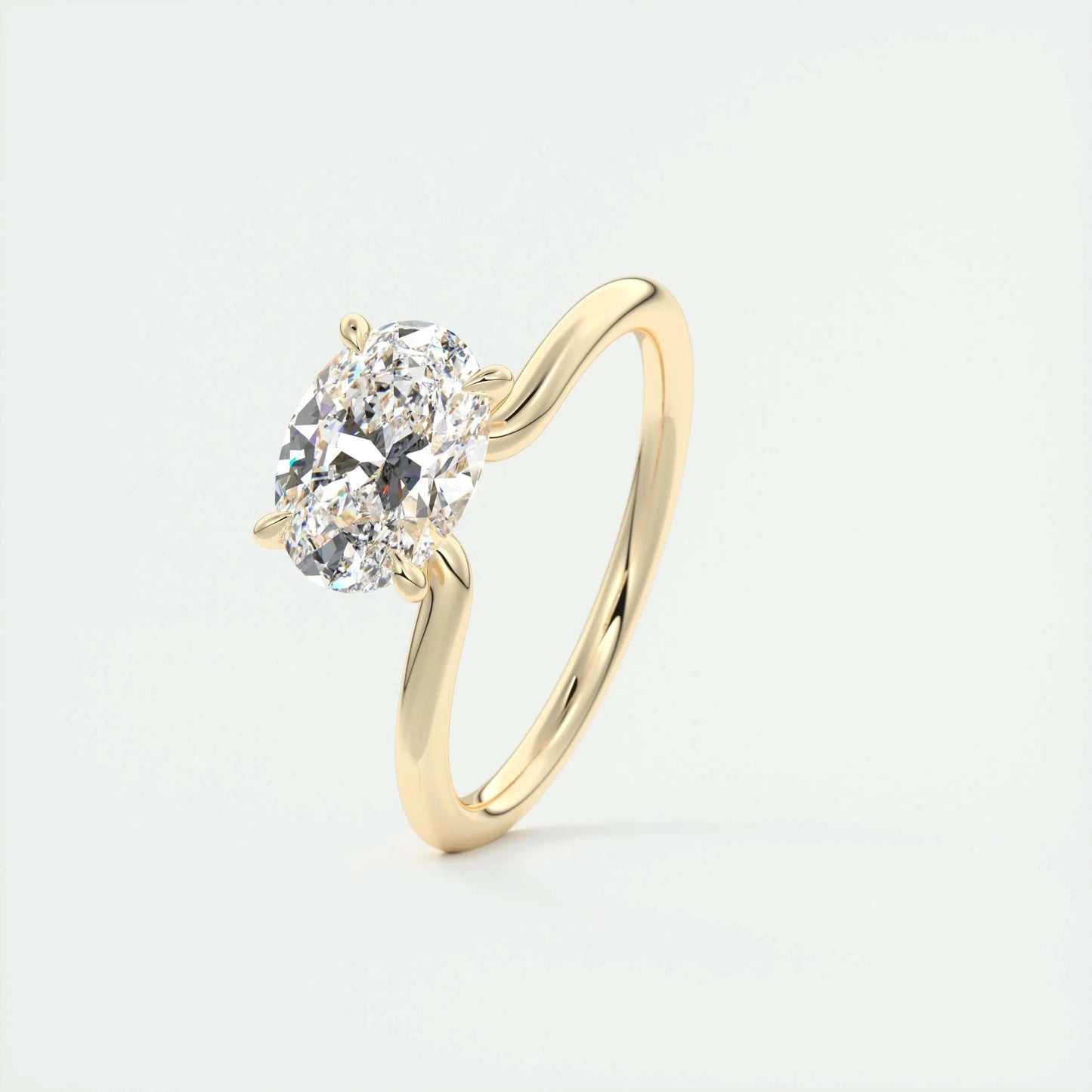 1.91 CT Oval Cut Solitaire Moissanite Engagement Ring