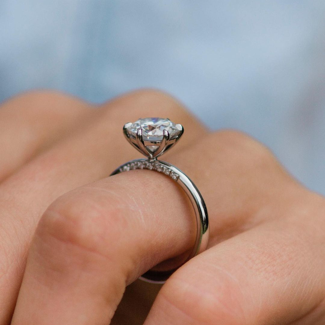 2.1 CT Round Pave Lab Grown Diamond Engagement Ring