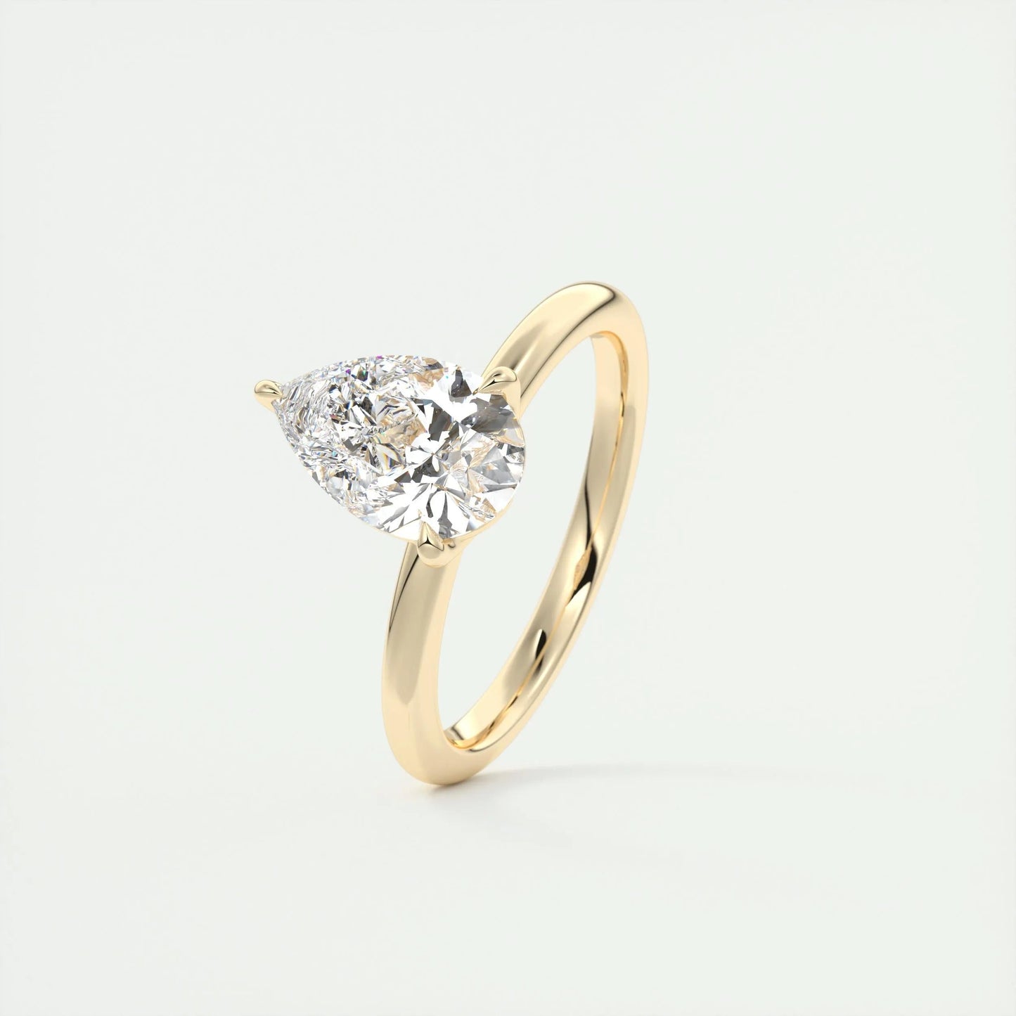 1.93 CT Pear Cut Solitaire Moissanite Engagement Ring