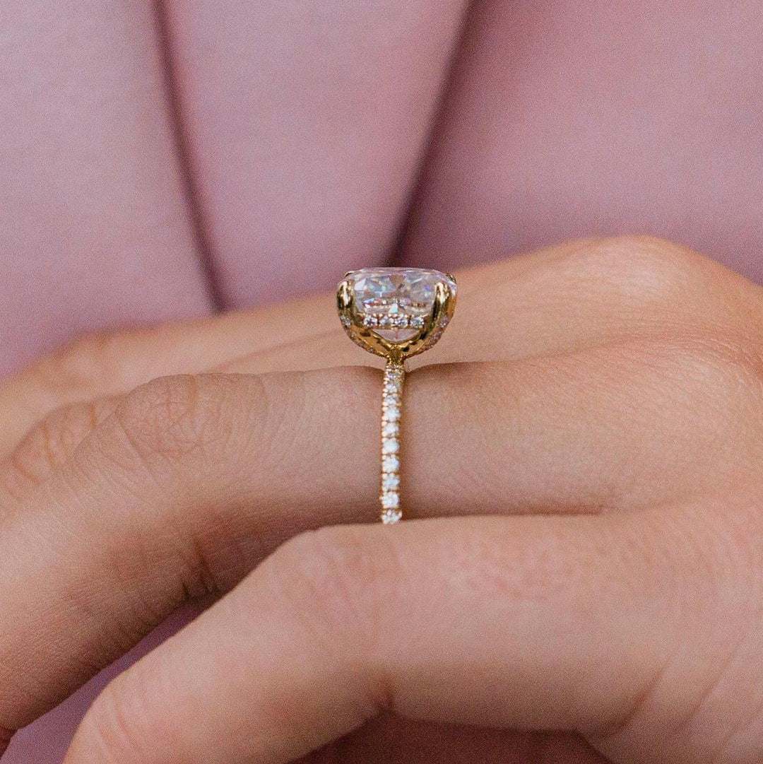2.8 CT Cushion Pave Lab Grown Diamond Engagement Ring