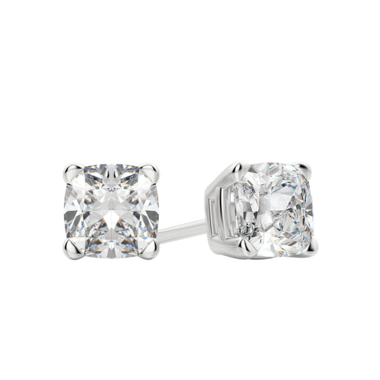 0.50 TCW-1.0 TCW Cushion Cut Moissanite Solitaire Stud Earrings