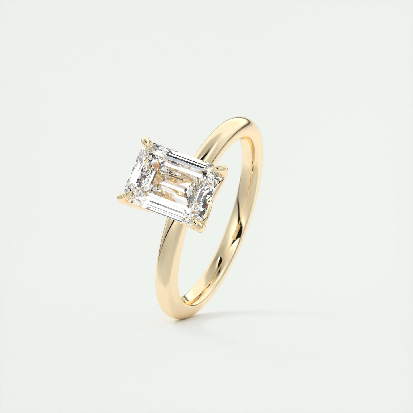 1.91 CT Emerald Cut Solitaire Moissanite Engagement Ring