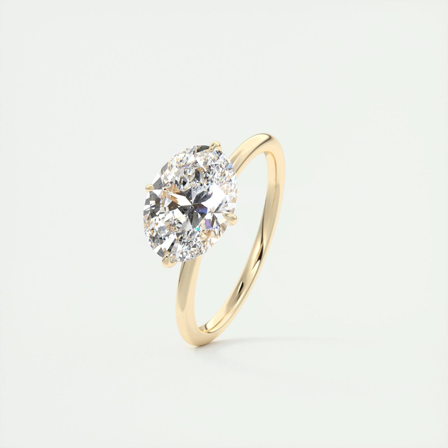 1.91 CT Oval Solitaire Hidden Halo Moissanite Engagement Ring