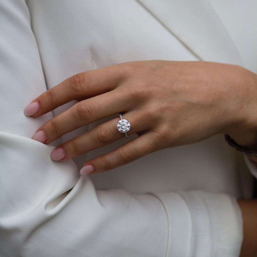 3.1 CT Round Pave Lab Grown Diamond Engagement Ring