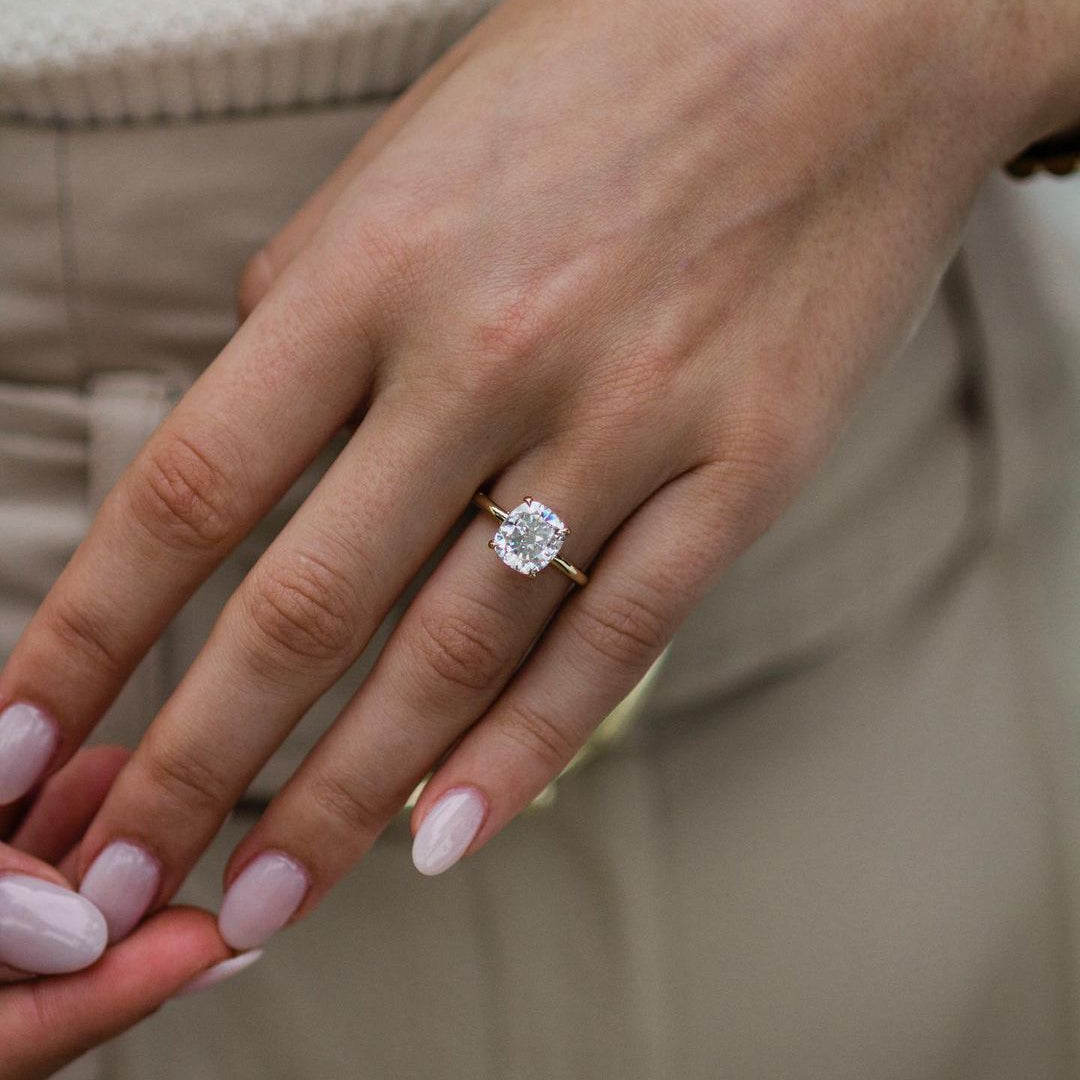 2.8 CT Cushion Hidden Halo Lab Grown Diamond Engagement Ring