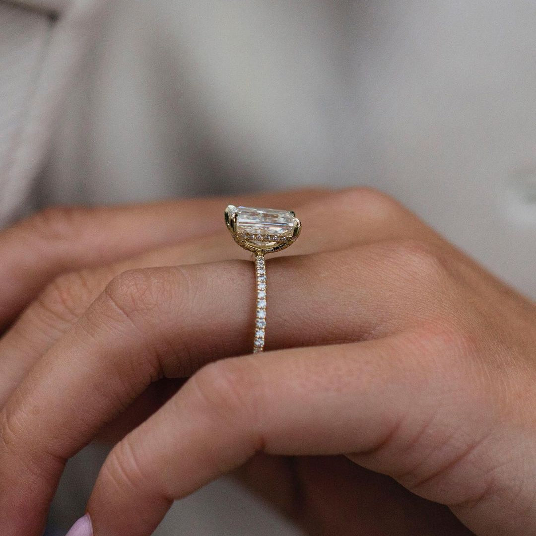 3.55 CT Radiant Pave Lab Grown Diamond Engagement Ring