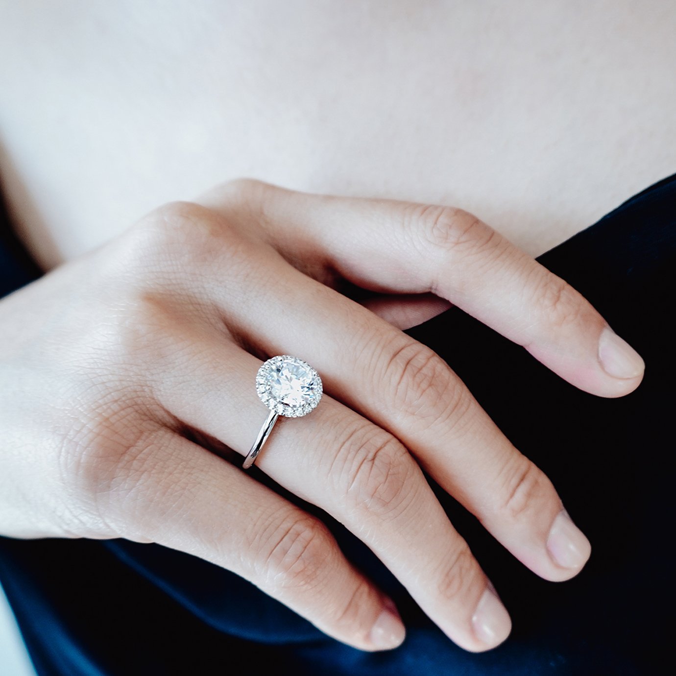 2.0 CT Round Shaped Moissanite Halo Engagement Ring