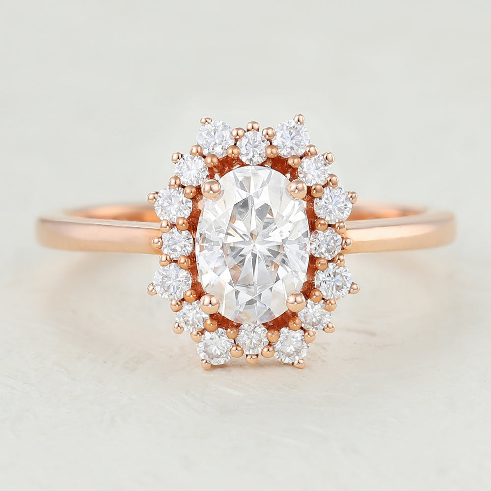 1 CT Oval Cluster Lab-Grown Diamond Engagement Ring