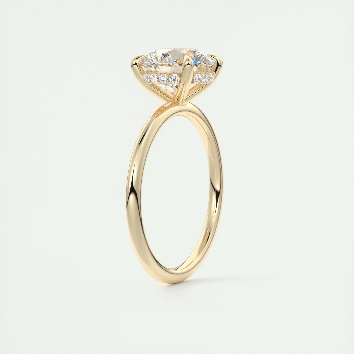 2.0 CT Round Solitaire Hidden Halo Moissanite Engagement Ring