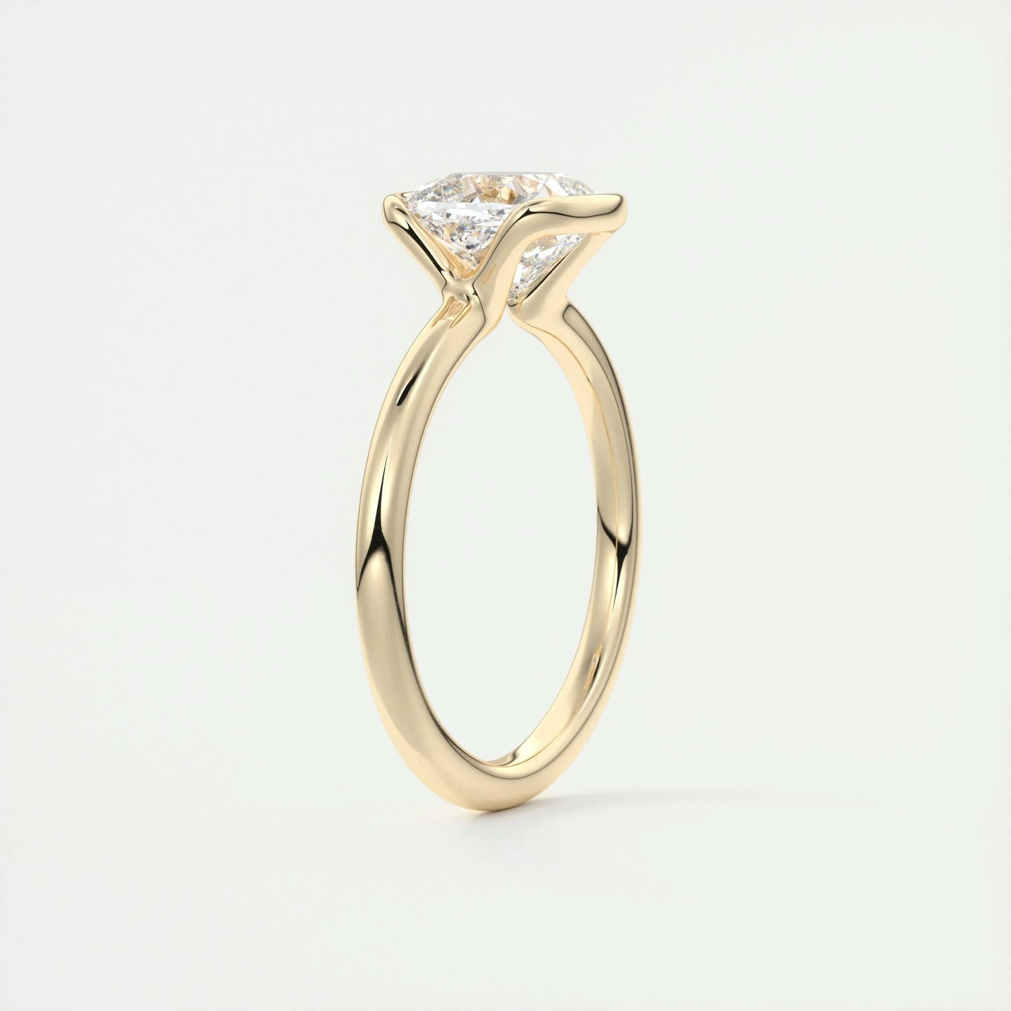 2.15 CT Cushion Half Bezel Solitaire Moissanite Engagement Ring
