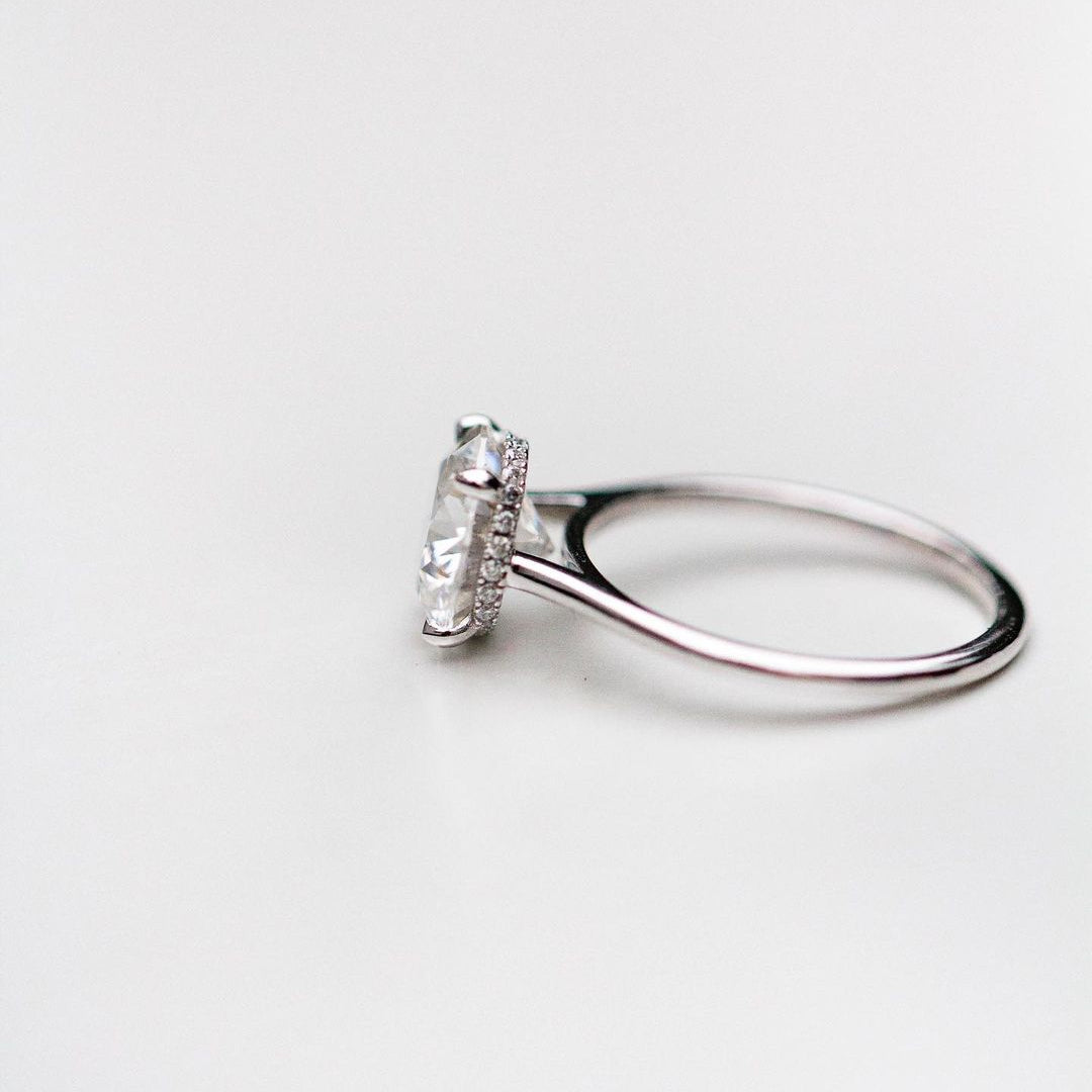 2.75 CT Round Hidden Halo & pave Lab Grown Diamond Engagement Ring