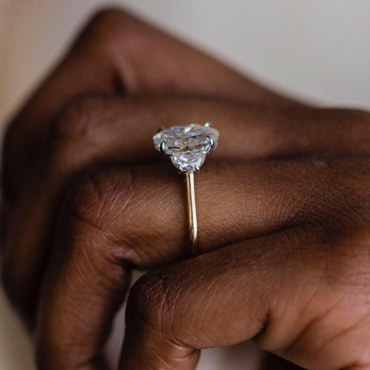 2.2 CT Oval Three Stone Lab Grown Diamond Engagement Ring