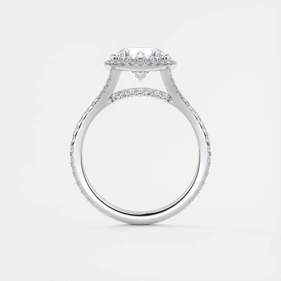 2.0 CT Round Halo Split Shank Moissanite Engagement Ring