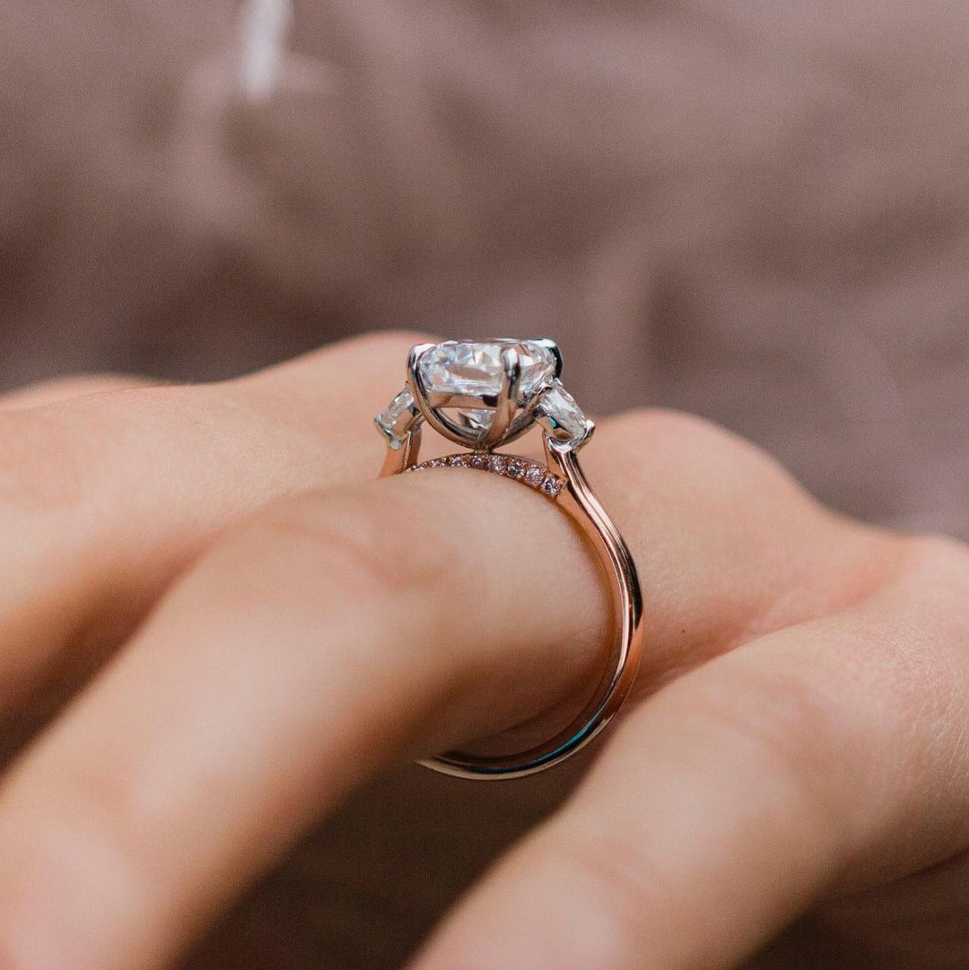 2.2 CT Cushion Three Stone Lab Grown Diamond Engagement Ring