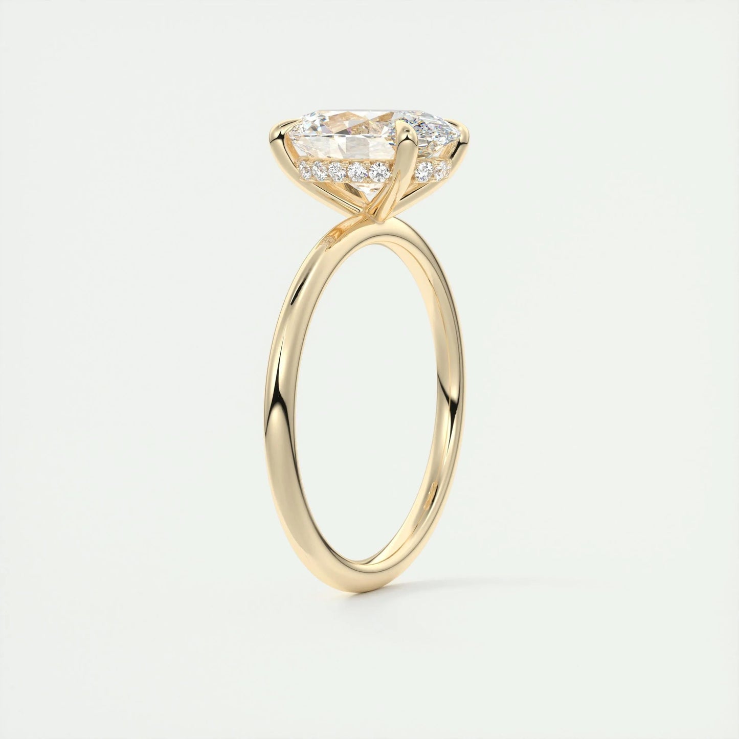 1.91 CT Oval Solitaire Hidden Halo Moissanite Engagement Ring