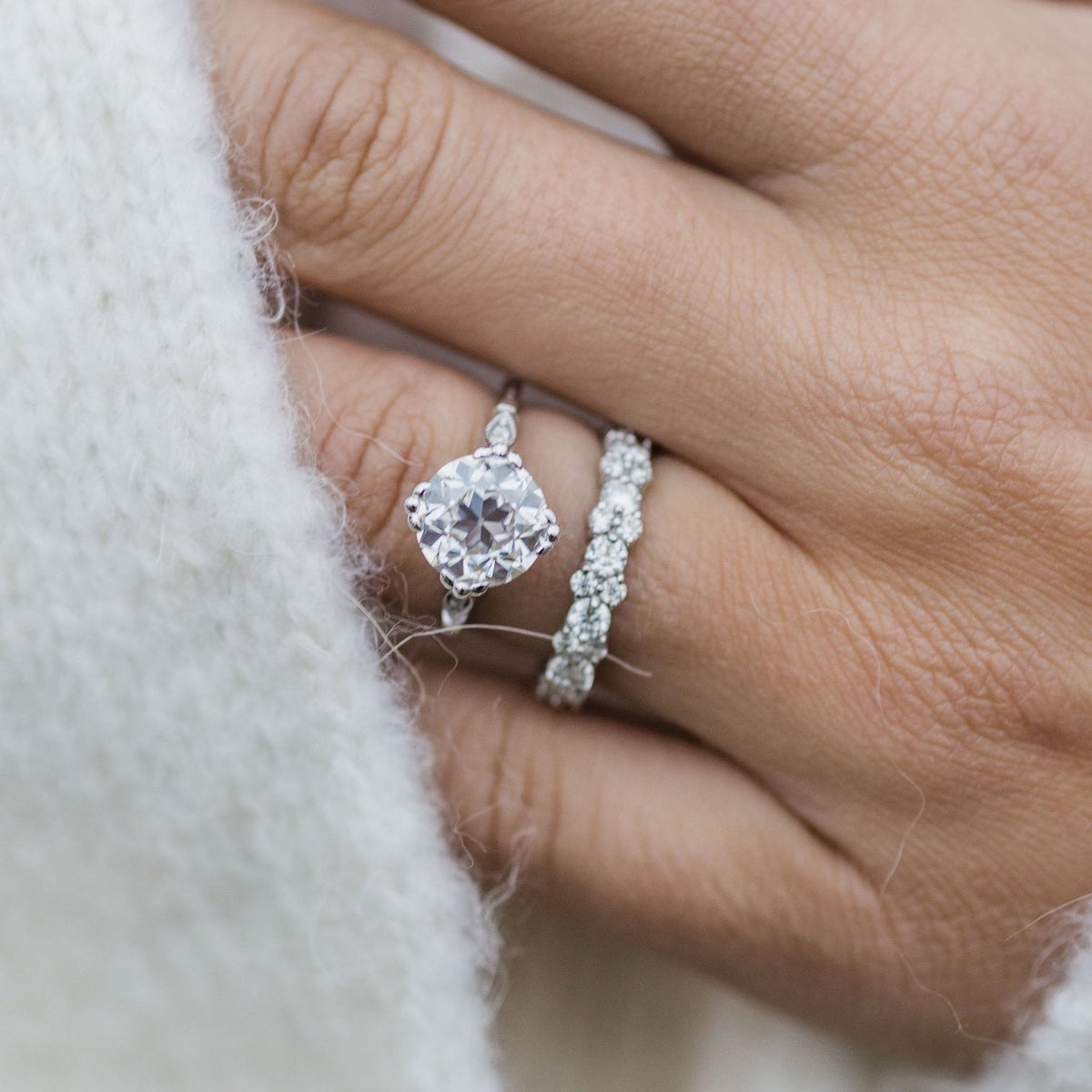 2.5 CT Round Vintage Pave Lab Grown Diamond Engagement Ring
