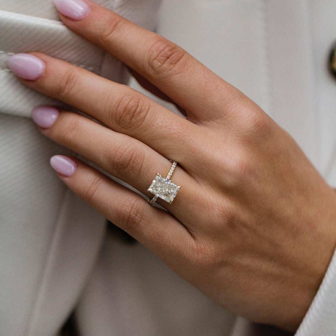 3.55 CT Radiant Pave Lab Grown Diamond Engagement Ring
